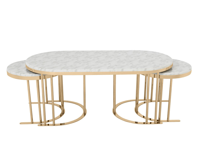2 In 1 Coffee Table Gold Legs - White Top - 125-SC314-CT-R