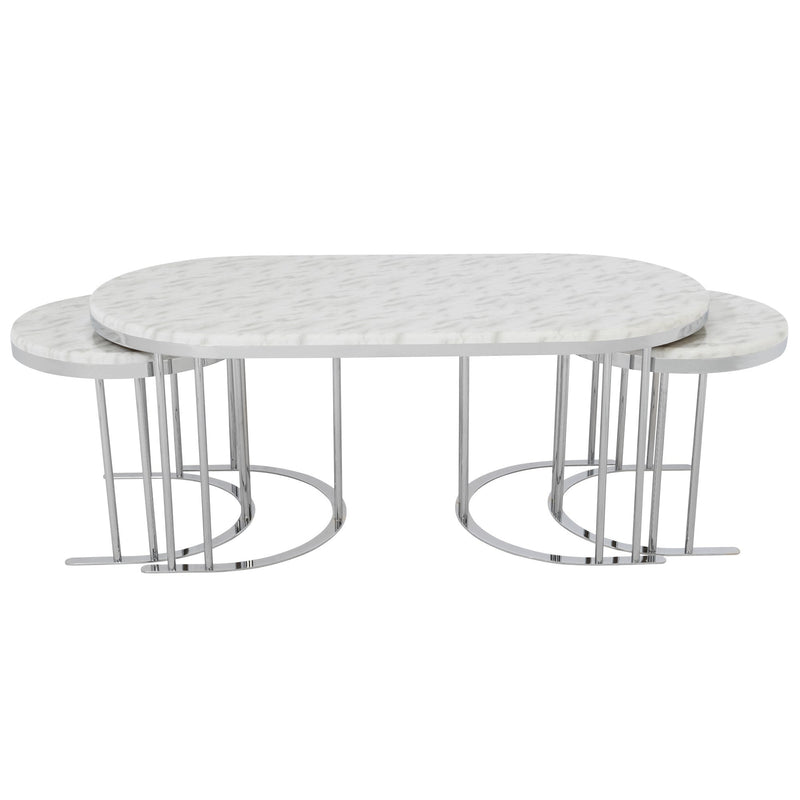 2 In 1 Coffee Table Silver Legs - White Top - 125-SC312-CT-R