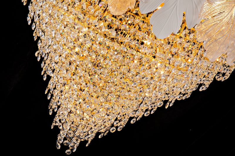 2019W24G 24"X23" MURANO AND PORCELAIN HANDMADE ROUND LEAF COMBO CHANDELIER - 210000007854