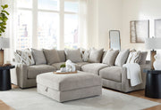 Aslan Court 5-Piece Sectional with Ottoman in Pebble from Ashley - DMV Furniture