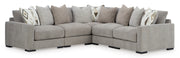 Aslan Court 5-Piece Sectional with Ottoman in Pebble from Ashley - DMV Furniture