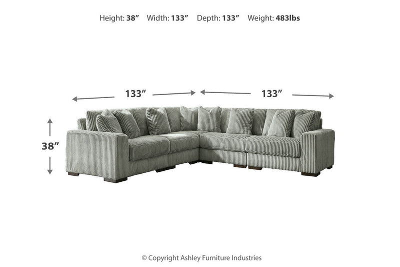 Lindyn Fog 5-Piece Sectional and Ottoman -  Ashley - DMV Furniture