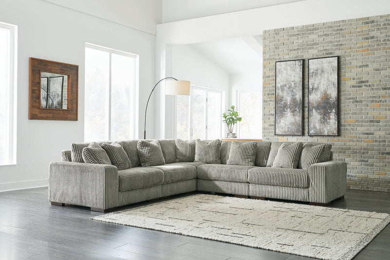 Lindyn Fog 5-Piece Sectional and Ottoman -  Ashley - DMV Furniture