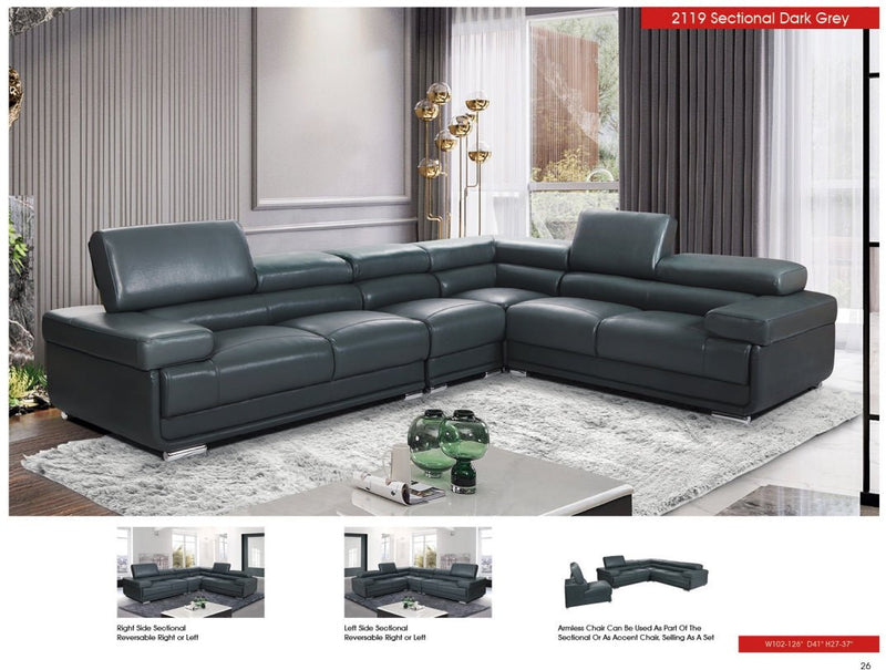 2119 Sectional Dark Grey - DMV FurnitureSectional