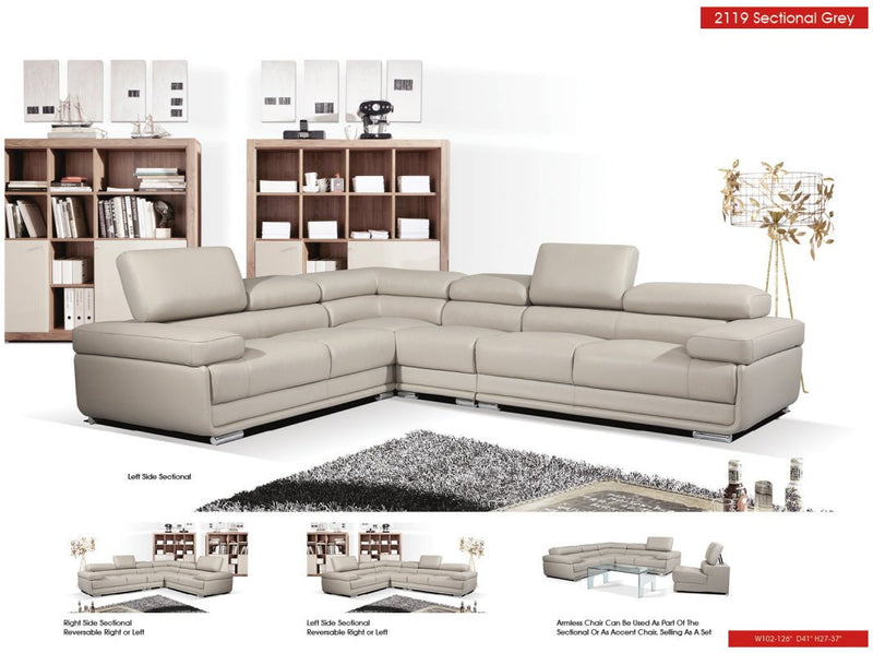 2119 Sectional Light Grey - DMV FurnitureSectional
