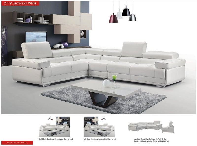 2119 Sectional White - DMV FurnitureSectional
