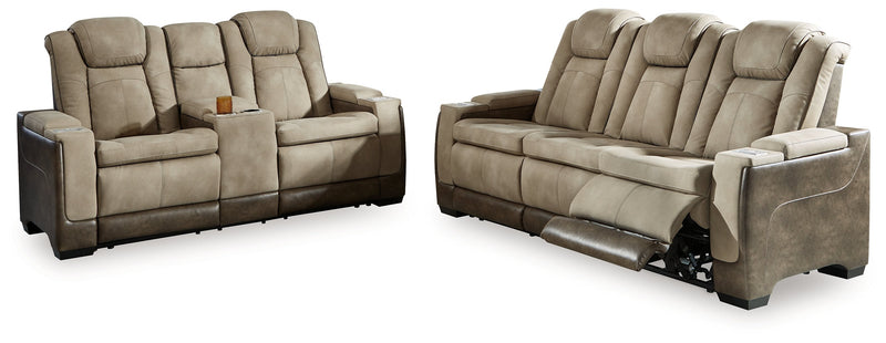 Next-Gen Durapella Sand Power Reclining Sofa and Loveseat from Ashley - DMV Furniture