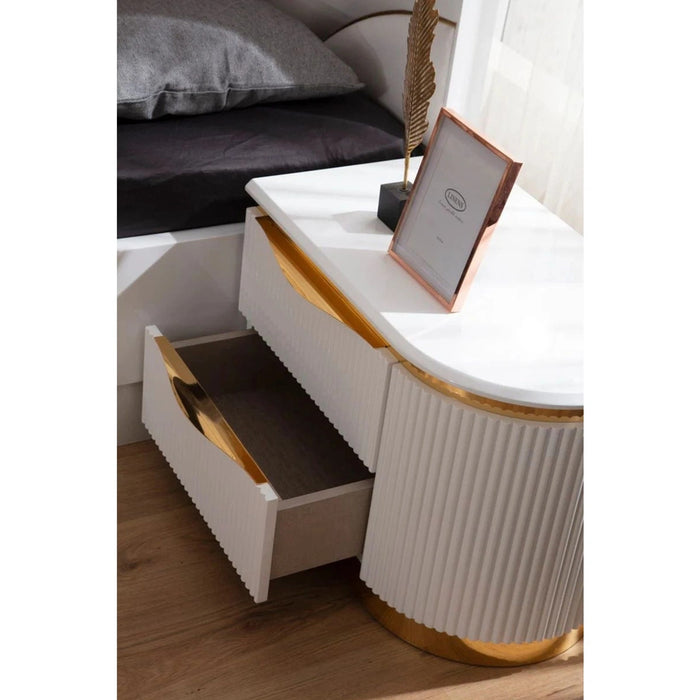 Laura 2-Drawer Wood Veneer Nightstand in White