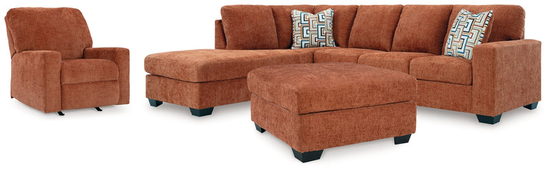 Aviemore Spice LAF Sectional with Ottoman and Recliner from Ashley - DMV Furniture