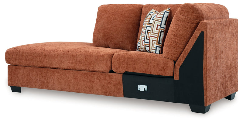 Aviemore Spice LAF Sectional with Ottoman and Recliner from Ashley - DMV Furniture