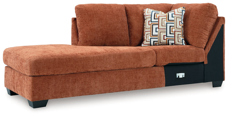 Aviemore Spice LAF Sectional with Ottoman and Recliner from Ashley - DMV Furniture