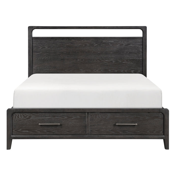 2502BK-1DW* (3) Queen Platform Bed with Footboard Storage - 2502BK-1DW*
