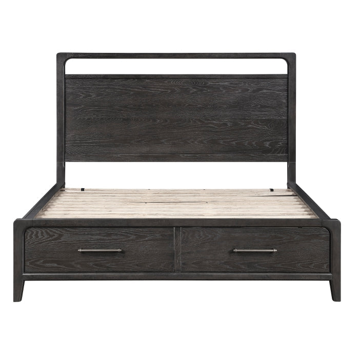 2502BK-1DW* (3) Queen Platform Bed with Footboard Storage - 2502BK-1DW*