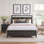 2502BK-1DW* (3) Queen Platform Bed with Footboard Storage - 2502BK-1DW*