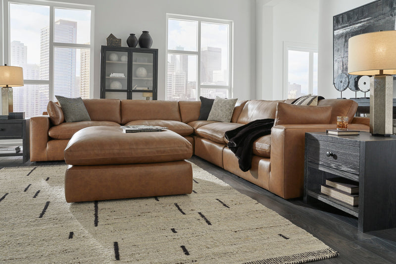 Emilia Caramel Leather 5-Piece Modular Sectional -  Ashley - DMV Furniture