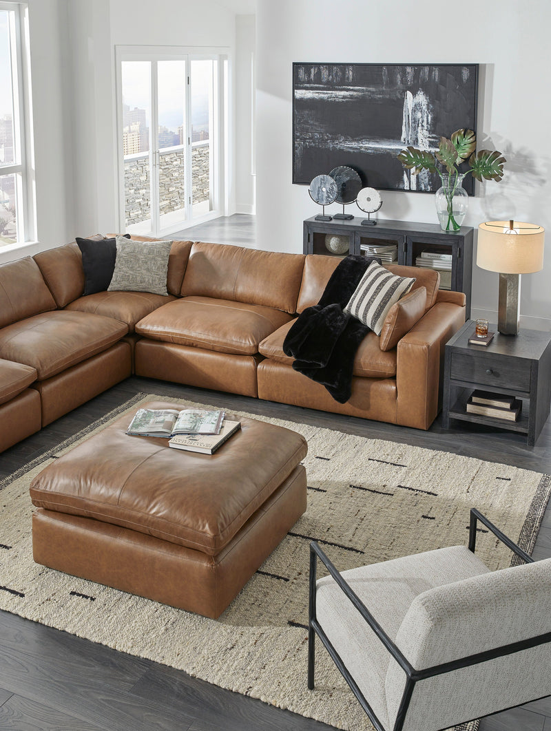Emilia Caramel Leather 7-Piece Modular Sectional -  Ashley - DMV Furniture