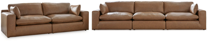 Emilia Caramel Leather Modular Living Room Set from Ashley - DMV Furniture