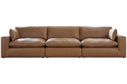 Emilia Caramel Leather 3-Piece Sofa -  Ashley - DMV Furniture