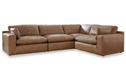 Emilia Caramel Leather 4-Piece Modular Sectional -  Ashley - DMV Furniture