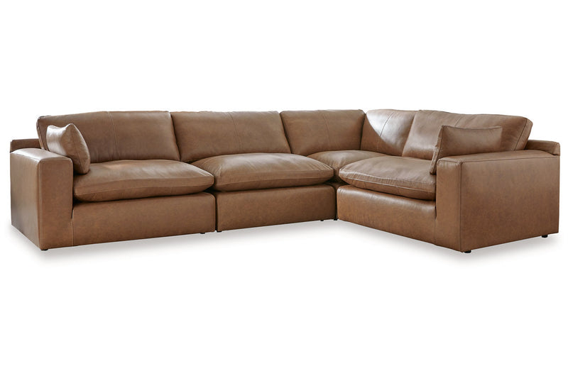 Emilia Caramel Leather 4-Piece Modular Sectional -  Ashley - DMV Furniture