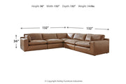 Emilia Caramel Leather 5-Piece Modular Sectional -  Ashley - DMV Furniture