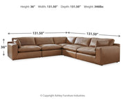 Emilia Caramel 5-Piece Sectional with Ottoman from Ashley - DMV Furniture