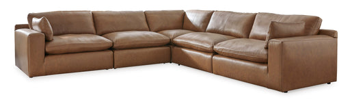 Emilia Caramel Leather 5-Piece Modular Sectional -  Ashley - DMV Furniture