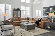 Emilia Caramel Leather 5-Piece Modular Sectional -  Ashley - DMV Furniture