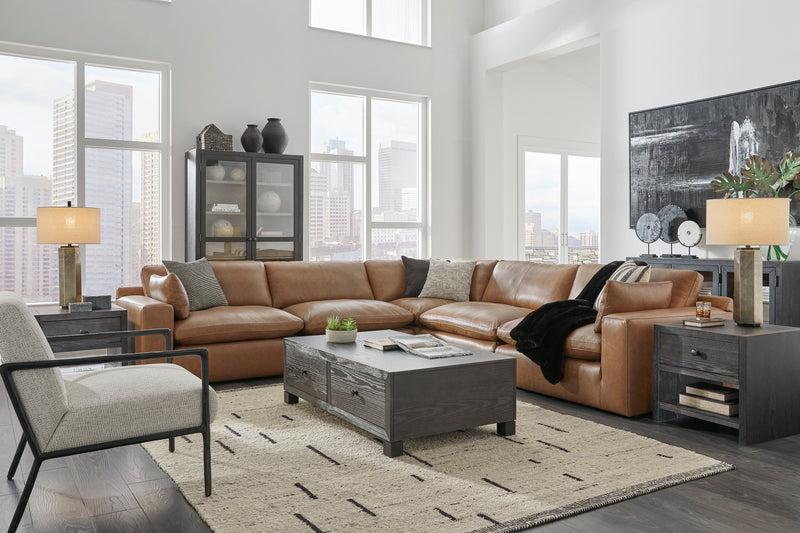 Emilia Caramel Leather 5-Piece Modular Sectional -  Ashley - DMV Furniture
