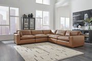 Emilia Caramel Leather 5-Piece Modular Sectional -  Ashley - DMV Furniture