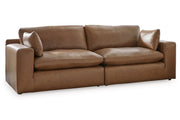 Emilia Caramel Leather 2-Piece Loveseat -  Ashley - DMV Furniture
