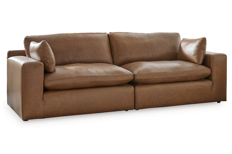 Emilia Caramel Leather 2-Piece Loveseat -  Ashley - DMV Furniture