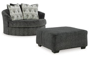 Biddeford Shadow Oversized Swivel Chair and Ottoman -  Ashley - DMV Furniture