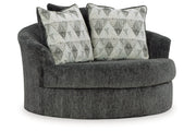 Biddeford Shadow Oversized Swivel Chair and Ottoman -  Ashley - DMV Furniture