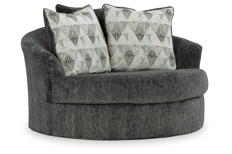 Biddeford Shadow Oversized Swivel Chair and Ottoman -  Ashley - DMV Furniture