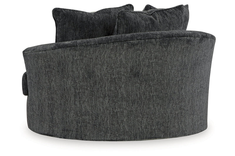 Biddeford Shadow Oversized Swivel Chair and Ottoman -  Ashley - DMV Furniture