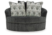 Biddeford Shadow Oversized Swivel Chair and Ottoman -  Ashley - DMV Furniture