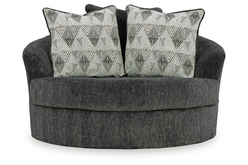 Biddeford Shadow Oversized Swivel Chair and Ottoman -  Ashley - DMV Furniture