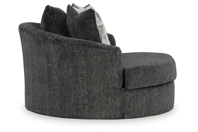 Biddeford Shadow Oversized Swivel Chair and Ottoman -  Ashley - DMV Furniture
