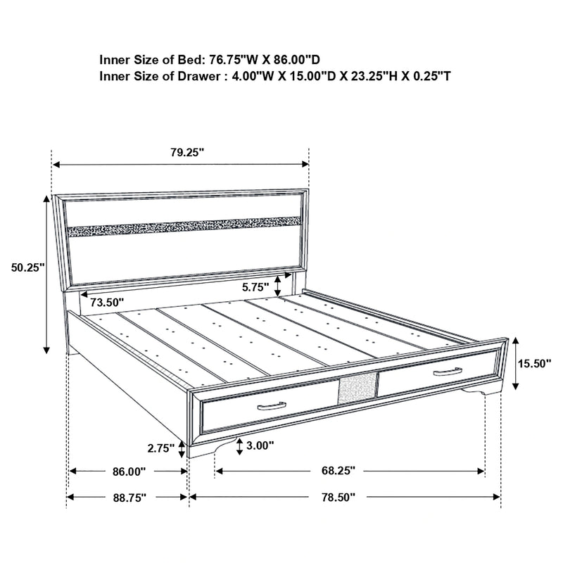 Miranda Panel Platform Storage Bed