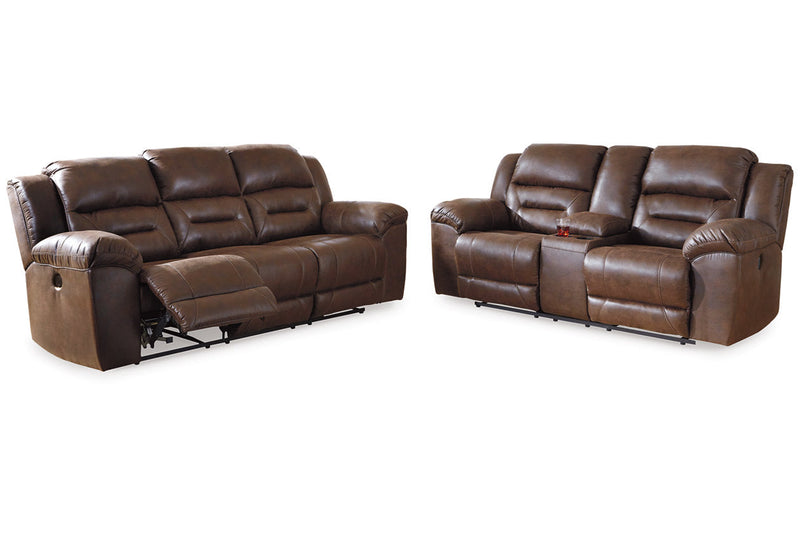 Stoneland Chocolate Power Reclining Sofa and Loveseat -  Ashley - DMV Furniture