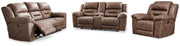 Stoneland Power Reclining Sofa, Loveseat and Recliner in Fossil from Ashley - DMV Furniture