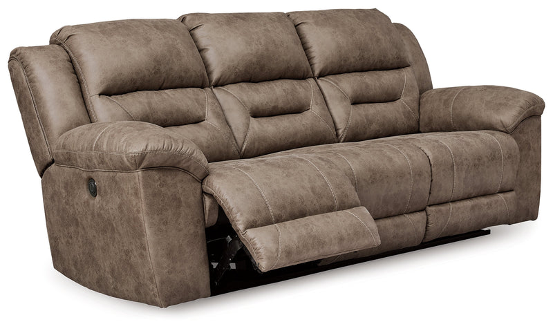 Stoneland Power Reclining Sofa, Loveseat and Recliner in Fossil from Ashley - DMV Furniture