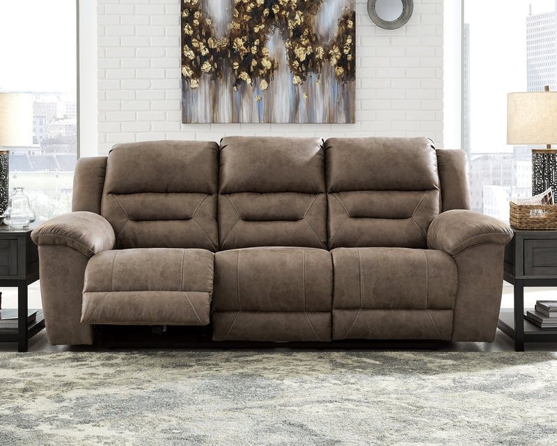 Stoneland Power Reclining Sofa, Loveseat and Recliner in Fossil from Ashley - DMV Furniture