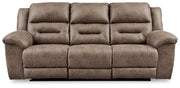 Stoneland Power Reclining Sofa, Loveseat and Recliner in Fossil from Ashley - DMV Furniture