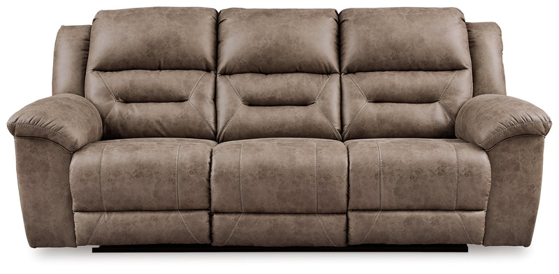 Stoneland Power Reclining Sofa, Loveseat and Recliner in Fossil from Ashley - DMV Furniture