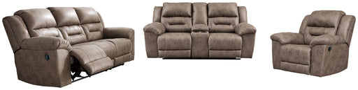 Stoneland Reclining Sofa, Loveseat and Recliner in Fossil from Ashley - DMV Furniture