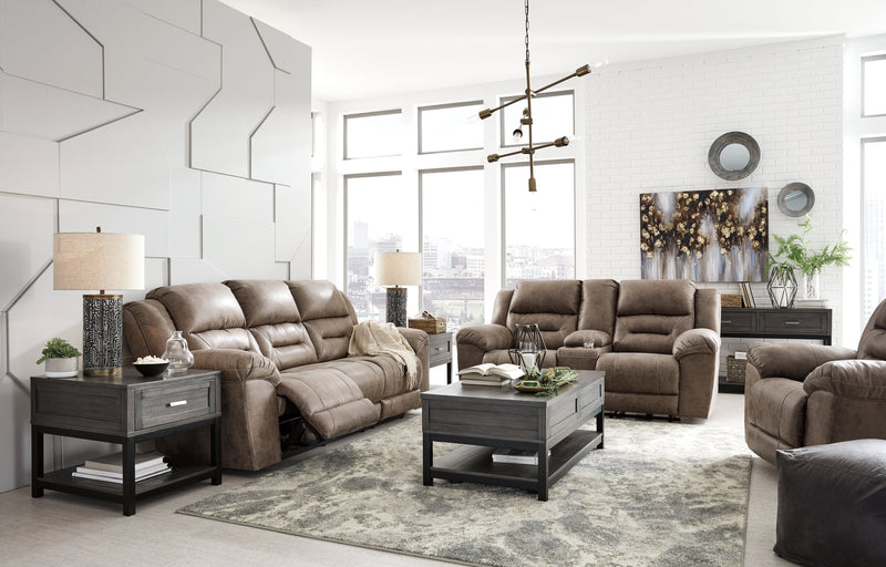 Stoneland Reclining Sofa, Loveseat and Recliner in Fossil from Ashley - DMV Furniture