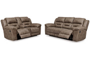 Stoneland Fossil Reclining Sofa and Power Reclining Loveseat -  Ashley - DMV Furniture