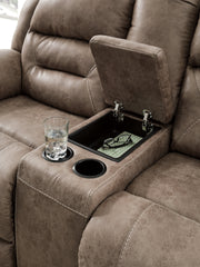 Stoneland Power Reclining Sofa, Loveseat and Recliner in Fossil from Ashley - DMV Furniture